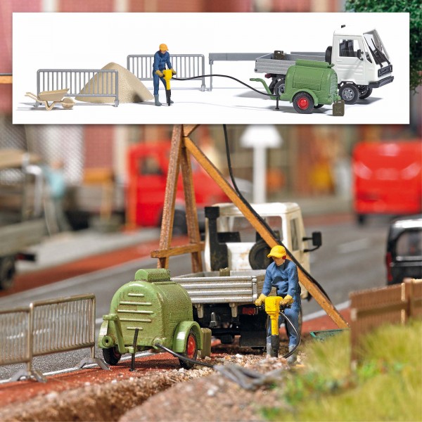 87 Action-Set: Kompressor +Presslufthammer