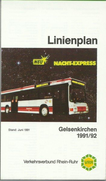 Buch 1991 VRR Liniennetzplan - Gelsenkirchen