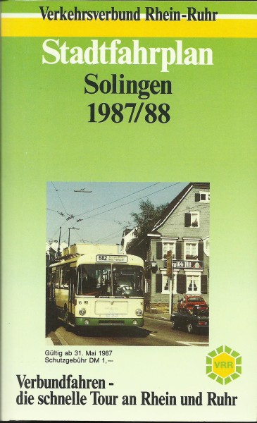 Buch 1987/88 VRR Stadtfahrplan Solingen