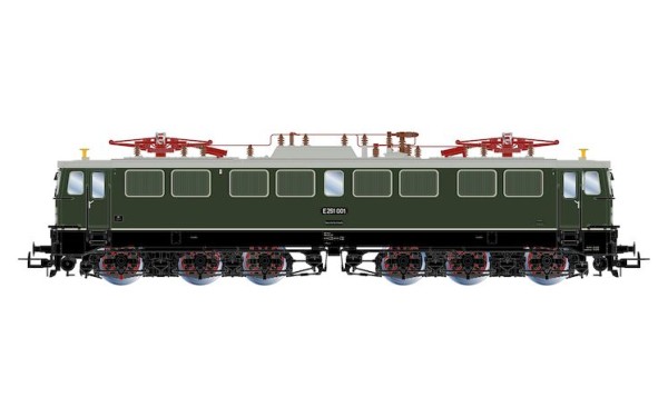 H0 Ellok E251 001, DR, 6-achs. Grün mit schwarzen Drehgestellen SOUND