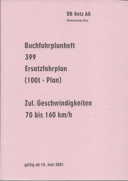 Heft 2001 Buchfahrplan Heft 399 - DB Netz AG - Niederlassung West