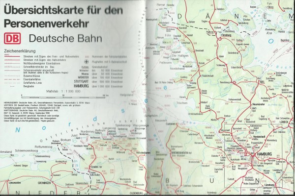 Buch 1996/97 Übersichtskarte: Personenverkehr DB Deutsche Bahn