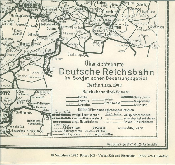 Buch 1948 Übersichtskarte Deutsche Reichsbahn im Sowjetischen Besatzungsgebiet