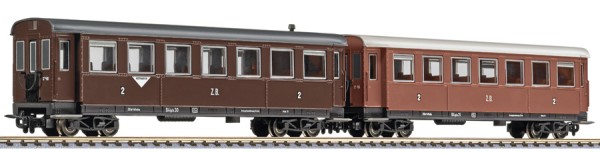 H0e Personenwagen-Set 4-achs., B4ip/s 30 und 31, braun, ZB, Ep.III 2-tlg