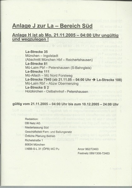 Heft 2005 - La-Strecken 35, 81, 111, 7940 und S2, Sonderdruck zur LA - LA-Bereich Süd