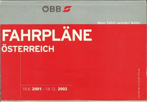 Buch 2001/02 Kursbuch ÖBB Fahrpläne Österreich