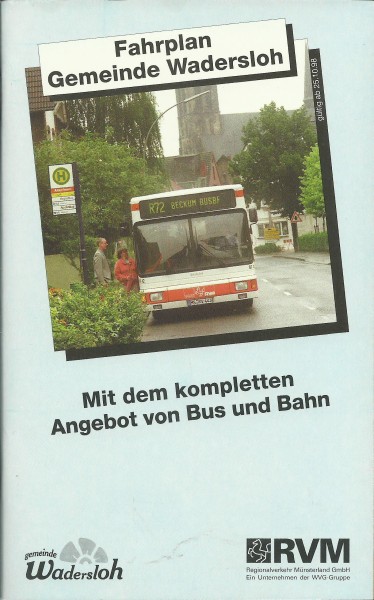 Buch 1998 RVM Fahrplan - Gemeinde Wadersloh - Regionalverkehr Münsterland