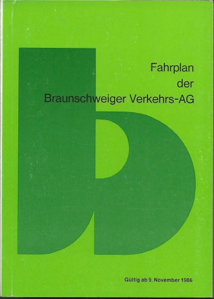 Buch 1986 BVAG Fahrplan - Braunschweig - Braunschweiger Verkehrs-AG