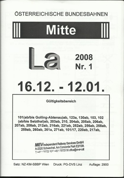 Heft 2008 - LA 2008 Nr. 1 - 16.12.-12.01.2008 ÖBB - LA-Bereich Mitte