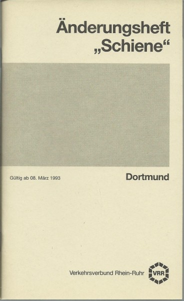 Buch 1993 VRR Änderungsheft Schiene Dortmund