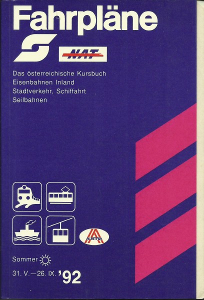Buch 1992 Kursbuch ÖBB Sommer Teil I Band 1 - Das Österreichische Kursbuch