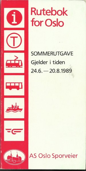 Buch 1989 Fahrplan - Oslo - Sommerutgave Rutebok for Oslo - AS Oslo Sporveier