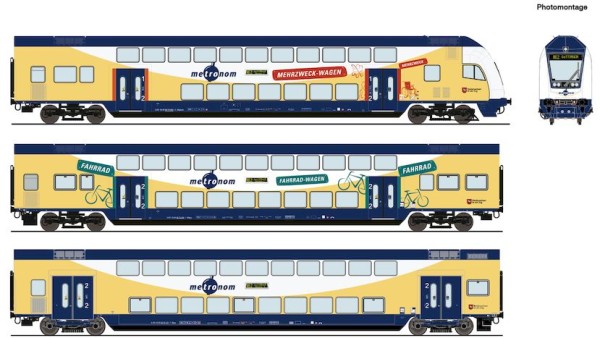 H0 Doppelstockwagen-SET , Metronom Ep.6 3-tlg