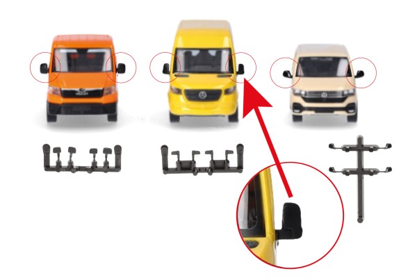 87 Zubehör Spiegel für Transporter (MB Sprinter, VW Crafter/MAN TGE, VW T6.1)je 5x