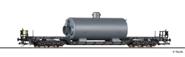 TT Tiefladewagen/6-a. SSt66 DR Ep.3 mit Dampfkessel -FORMNEUHEIT-