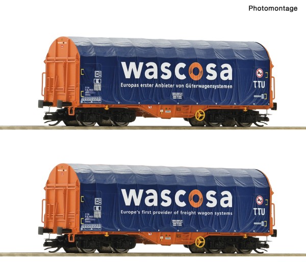 TT Schiebeplanenwagen-Paar/4-a. Wascosa-6 blau/orange