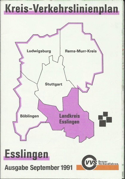 Buch 1991 VVS Liniennetzplan - Esslingen - Kreis-Verkehrslinienplan