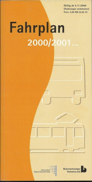 Buch 2000/01 BVAG Fahrplan - Braunschweig - Braunschweiger Verkehrs-AG