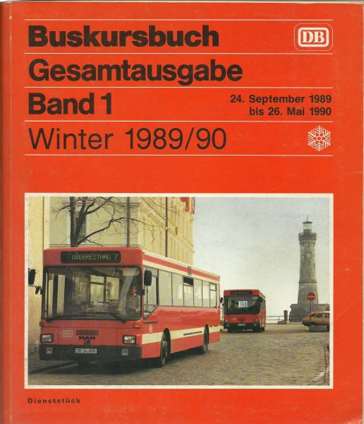 Buch 1989/90 Buskursbuch Gesamtausgabe Winter DB Band 1: 24.09.1989 - 26.05.1990