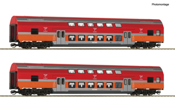TT Doppelstockwagen-Paar Polregio-6 rot/orange