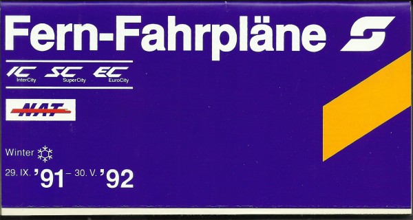 Buch 1991/92 Fern-Fahrpläne ÖBB - Winter InterCity - SuperCity - EuroCity