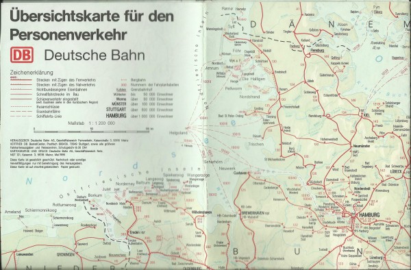 Buch 1995/96 Übersichtskarte: Personenverkehr - DB Deutsche Bahn