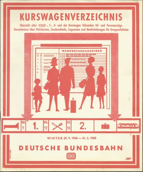 Buch 1968/69 Kurswagenverzeichnis Winter - Deutsche Bundesbahn - DB