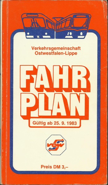 Buch 1983 VOW Fahrplan - Ostwestfalen-Lippe