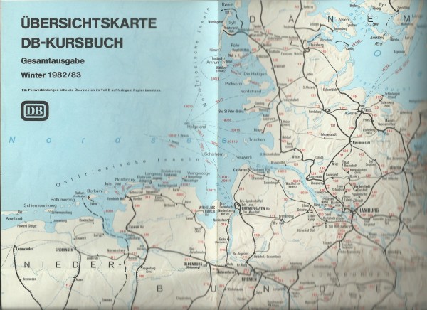 Buch 1982/83 Übersichtskarte zum DB-Kursbuch Gesamtausgabe Winter 1982