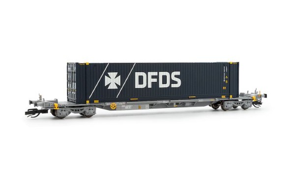 TT Containerwagen der Bauart Sffgmss TOUAX, 4-achs. mit 45 Container DFDS