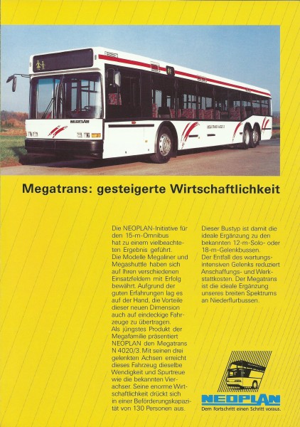 Heft Prospekt NEOPLAN - Megatrans: gesteigerte Wirtschaftlichkeit