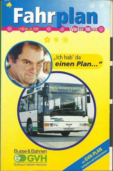 Buch 1998/99 GVH Fahrplan Großraum Hannover - Großraum-Verkehr Hannover
