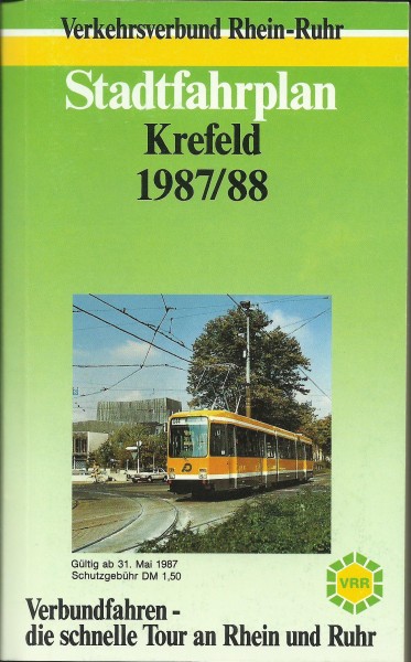 Buch 1987/88 VRR Stadtfahrplan Krefeld