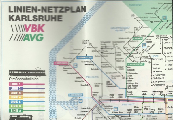 Buch 1991 VBK AVG Liniennetzplan - Karlsruhe