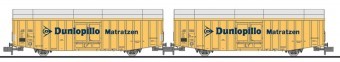N Großraum-Güterwagen-Paar (15,88m) Hbbks DB Epoche-IV 'Dunlopillo'