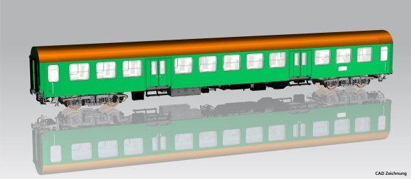 H0 Halberstädter Mitteleinstiegswagen, 2.Kl. DR Ep.IV braunes Dach #01