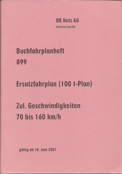 Heft 2001 Buchfahrplan Heft 899 - DB Netz AG - Niederlassung Süd