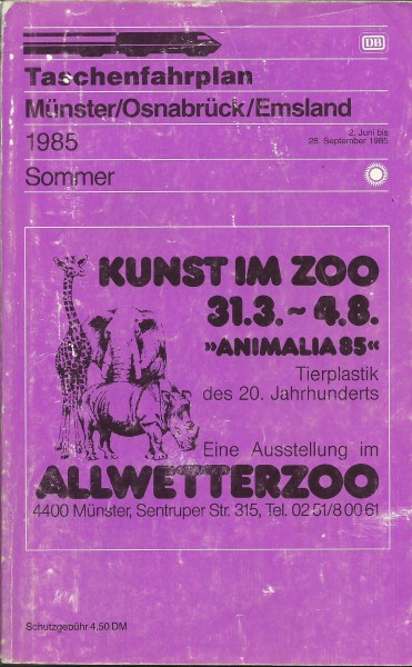 Buch 1985 Fahrplan - Münster - Osnabrück - Deutsche Bundesbahn