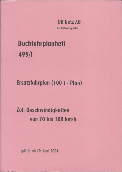 Heft 2001 Buchfahrplan Heft 499/I - DB Netz AG - Niederlassung Mitte
