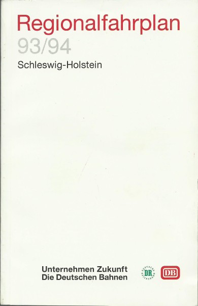 Buch 1993/94 Kursbuch Schleswig-Holstein Regionalfahrplan