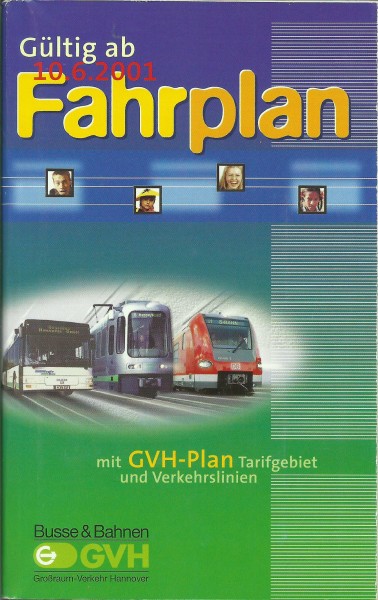 Buch 2001 GVH Fahrplan Großraum Hannover - Großraum-Verkehr Hannover