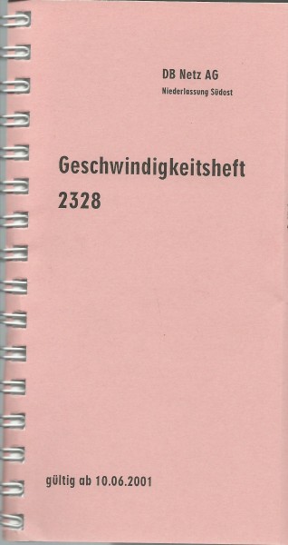 Heft Geschwindigkeitsheft 2328 - 10.06.2001 - Niederlassung Südost