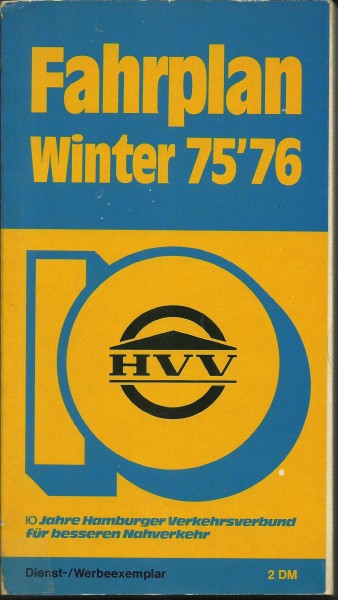 Buch 1975/76 HVV Fahrplan - Hamburg - Winter - Hamburger Verkehrsverbund