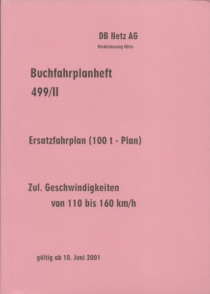 Heft 2001 Buchfahrplan Heft 499/II - DB Netz AG - Niederlassung Mitte