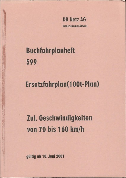 Heft 2001 Buchfahrplan Heft 599 - DB Netz AG - Niederlassung Südwest
