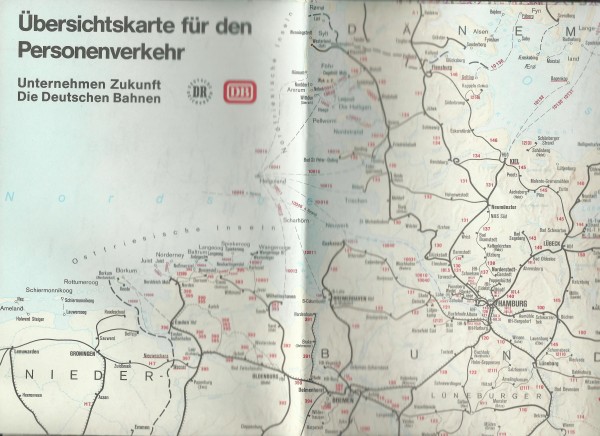 Buch 1992/93 Übersichtskarte: Personenverkehr - Die Deutschen Bahnen