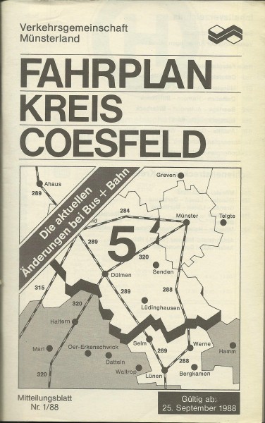 Buch 1988/89 VGM Fahrplanänderungen Kreis Coesfeld - Verkehrsgemeinschaft Münsterland