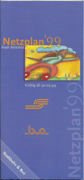 Buch 1999 BVO Liniennetzplan - Bielefeld Stadtbahn & Bus