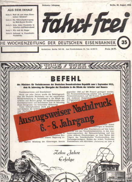Buch Fahrt Frei - Jahrgänge 1954-1956