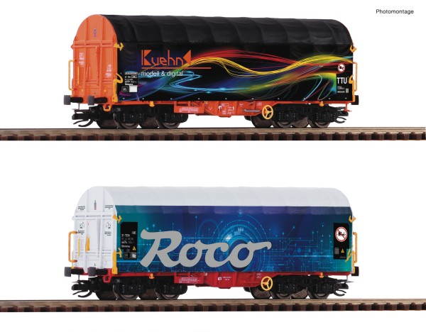 TT Schiebeplanenwagen-Paar Roco+Kühn